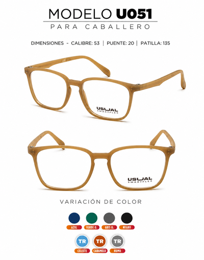 Anteojo Usual Smartflex U051 para Caballero | Armazón Flexible en Varios Colores