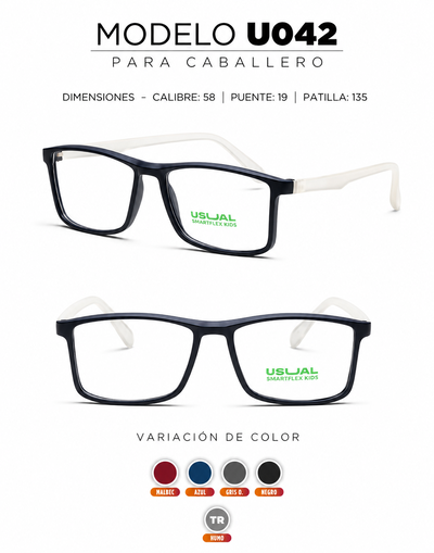 Anteojo Usual Smartflex U042 para Caballero | Armazón Flexible Grande en Varios Colores