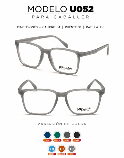 Anteojo Usual Smartflex U052 para Caballero | Armazón Flexible en Varios Colores