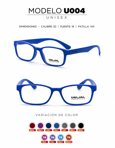 Anteojo Usual Smartflex U004 Unisex | Armazón Flexible en Varios Colores