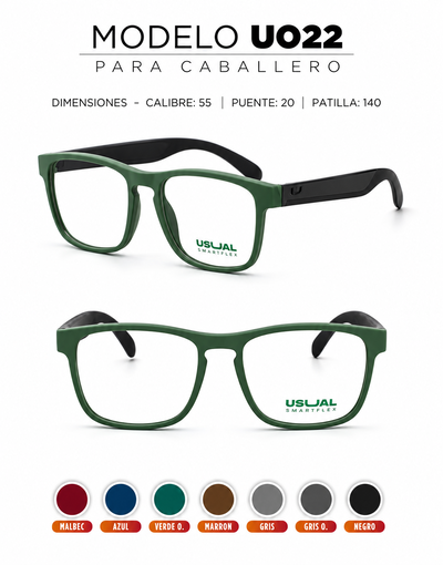 Anteojo Usual Smartflex U022 para Caballero | Armazón Flexible en Varios Colores