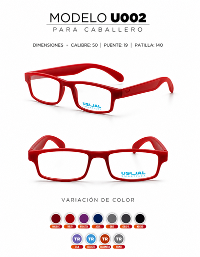 Anteojo Usual Smartflex U002 para Caballero | Armazón Flexible en Varios Colores