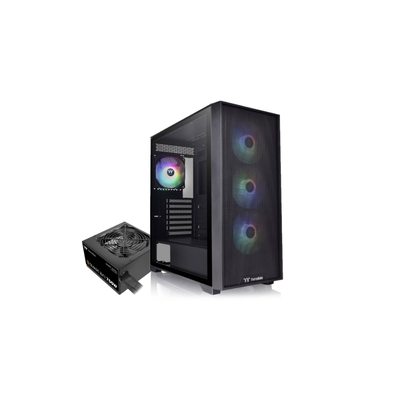 GABINETE THERMALTAKE H390 MID-TOWER TG FAN ARGB X4 BLACK CON FUENTE 750W 80 PLUS BRONZE