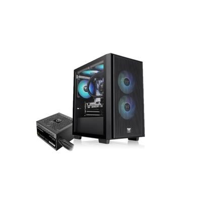 GABINETE THERMALTAKE H16 MID TOWER TG FAN ARGB X3 BLACK CON FUENTE 650W 80 PLUS BRONZE