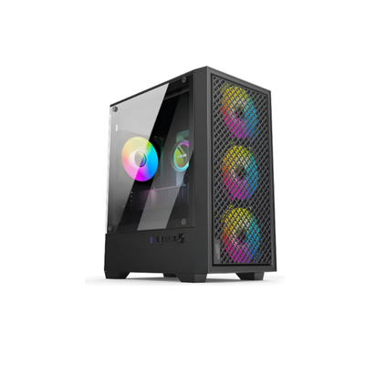 GABINETE SENTEY H12 BLACK GLASS TEMPLADO LATERAL MESH FRONTAL 4 FAN F-RGB 120MM USB 3.0 