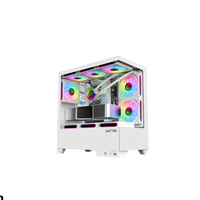 GABINETE RAPTOR THUNDER STRIKE TG X2 MID-TOWER RGB FAN X1 WHITE