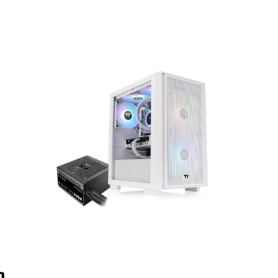 GABINETE THERMALTAKE H16 MID TOWER TG FAN ARGB X3 SNOW WHITE C/ FUENTE 650W 80 PLUS BRONZE