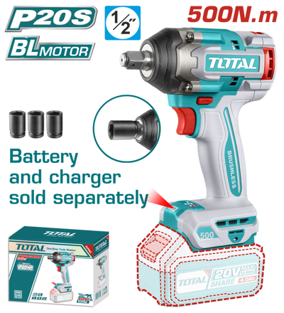 Llave&nbsp;de&nbsp;Impacto&nbsp;20V BL 500Nm&nbsp;INDUSTRIAL&nbsp;TOTAL&nbsp;TIWLI20501