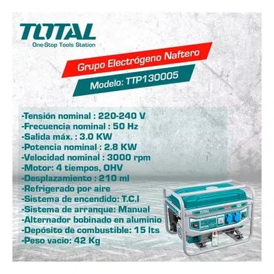 Grupo Electrogeno 3000W Arranque Manual TOTAL TP130005-4