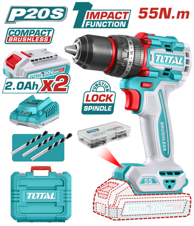 Taladro&nbsp;Percutor&nbsp;20V BL 2000rpm 55Nm INDUSTRIAL TOTAL 