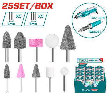Set de 25 Piedras para Amoladora Recta y Minitorno TOTAL TAKB1001