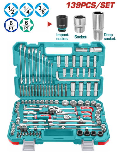 Caja&nbsp;de&nbsp;Herramientas&nbsp;de&nbsp;139&nbsp;Pcs&nbsp;INDUSTRIAL TOTAL&nbsp;THKTHP21396
