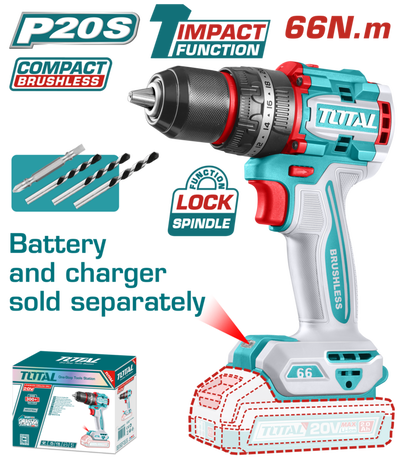 Taladro&nbsp;Percutor&nbsp;20V BL&nbsp;2000rpm&nbsp;66Nm INDUSTRIAL TOTAL TIDLI206681