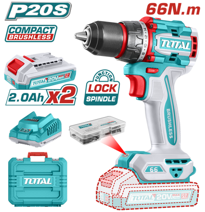 Taladro&nbsp;20V&nbsp;BL 2000rpm&nbsp;66Nm INDUSTRIAL&nbsp;TOTAL&nbsp;