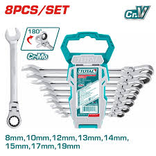 Set Llaves Combinadas Crique Articuladas 8 Pcs INDUSTRIAL TOTAL THT102RK586