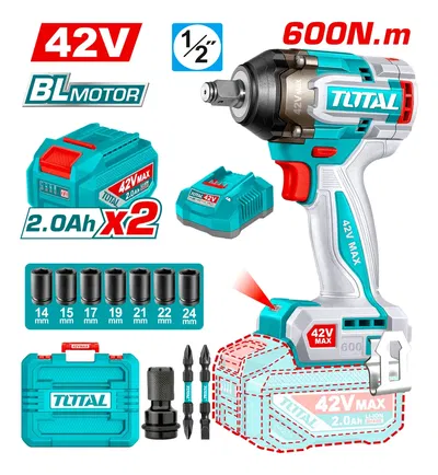Llave de Impacto 42V BL 600Nm INDUSTRIAL TOTAL 