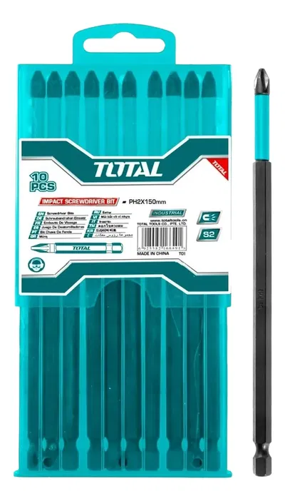Set 10 Puntas PH2 (150mm) para Atornillador de Impacto INDUSTRIAL TOTAL TACIM16PH263