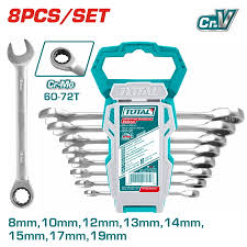 Set Llaves Combinadas Ratchet 8 Pcs INDUSTRIAL TOTAL THT102RK086