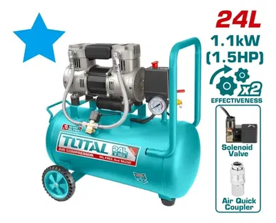 Compresor 24L 1.5 HP Mando Directo (Sin Aceite) TOTAL TCS1110242-4