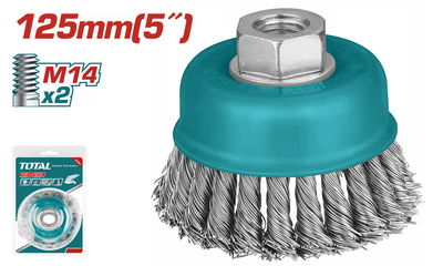 Cepillo Copa de Acero Trenzado 125mm para Amoladora TOTAL TAC32051