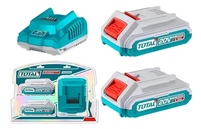 2 Baterias y Cargador 20V 2.0 Ah INDUSTRIAL TOTAL TFBCPK2212-4
