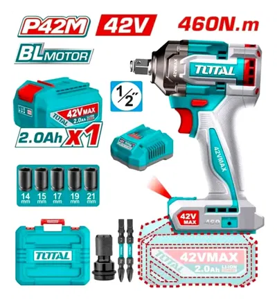 Llave de Impacto 42V BL 460Nm INDUSTRIAL TOTAL 