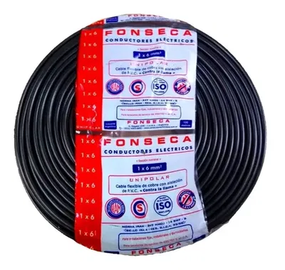 Cable unipolar 1x6mm negro  X Metro IRAM NM 247-3 Fonseca