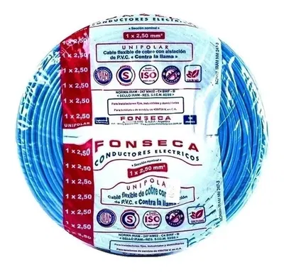Cable unipolar 1x6mm celeste  X Metro IRAM NM 247-3 Fonseca