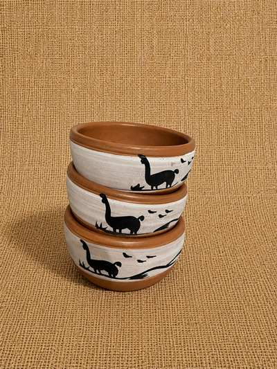 Compotera marron pintada blanco