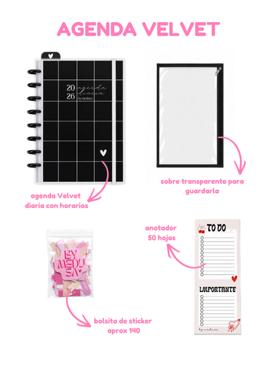 Agenda Velvet Diaria Sistema de discos
