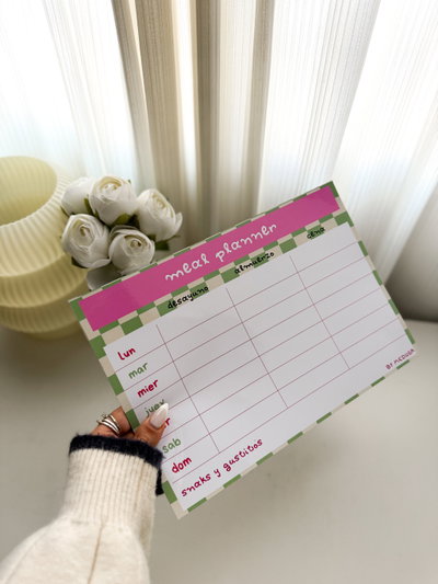 Planner Imantado para Comidas verde y rosa