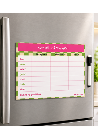 Planner Imantado para Comidas verde y rosa