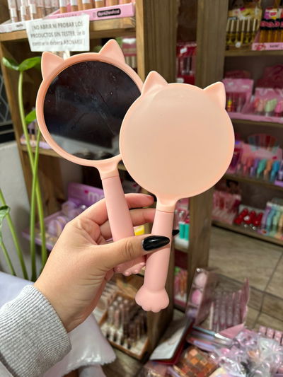 espejo de mano gatito