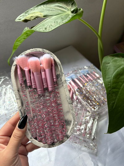 set de brochas glitter con estuche