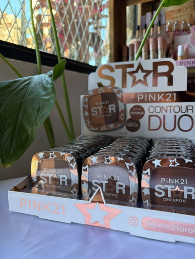 contorno en polvo con espejo y esponja | pink 21