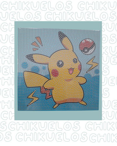 Cuadros Diamond Painting 20x20 Pikachu 