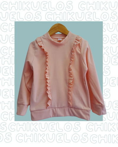 Buzo de darlón liso  con volados para nenas – Abrigo liviano.