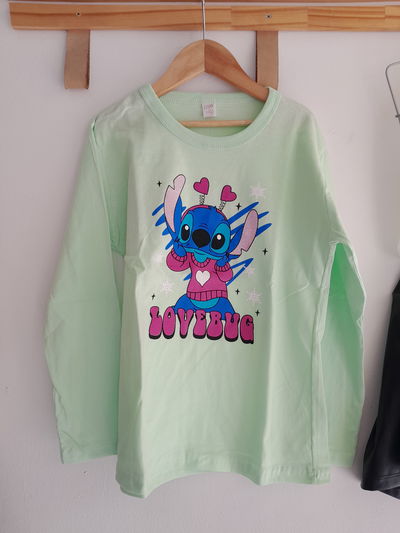 Manga larga talle 14 stitch verde