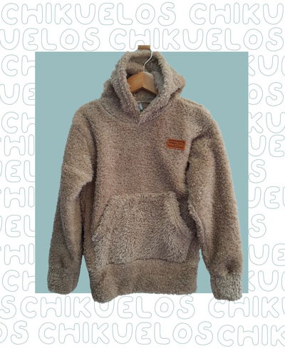Buzo teddy beige con capucha
