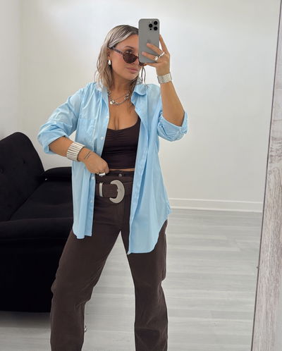 Camisa clásica OVERSIZE (celeste)