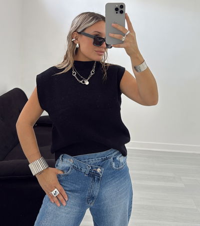 Chaleco tejido (negro)