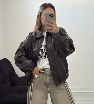 Bomber eco cuero (CHOCO)