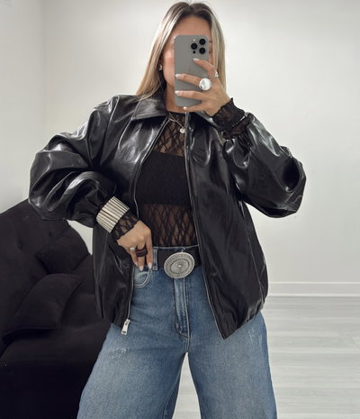 Bomber eco cuero (NEGRA)