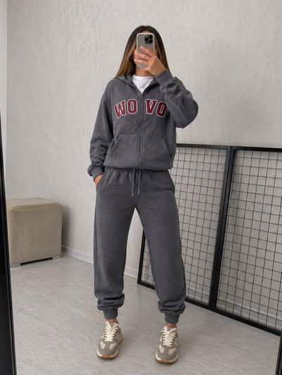 Set comfy campera + joggin gris topo