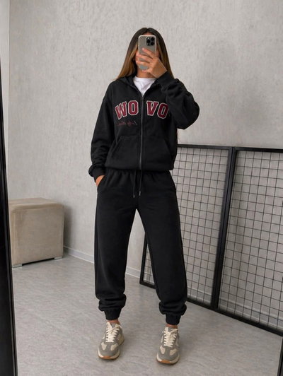 Set comfy campera + joggin negro