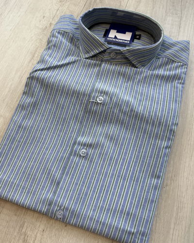 Camisa algodón azul rayas Verdes