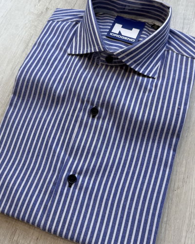 Camisa algodón azul Rayas Blancas 