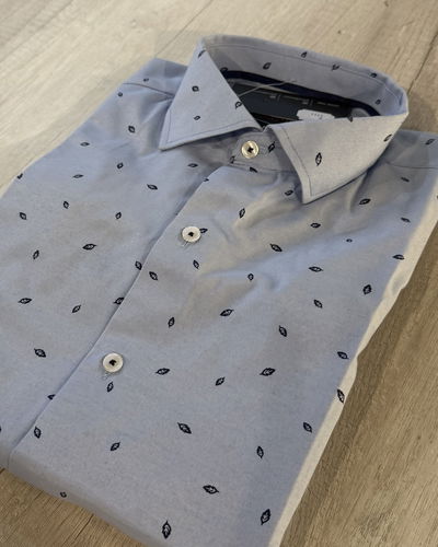 Camisa Algodón celeste con detalles 