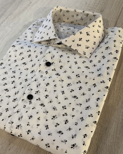Camisa algodón blanca estampada