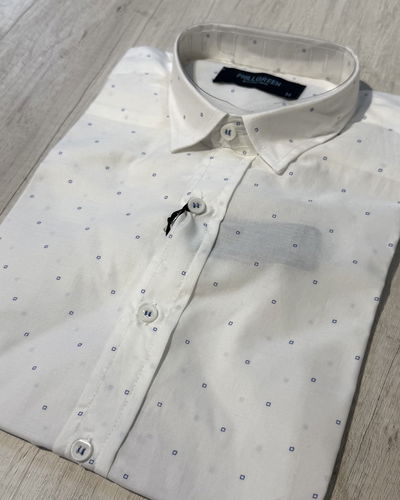 Camisa algodón blanca detalles azules Phillgreen 